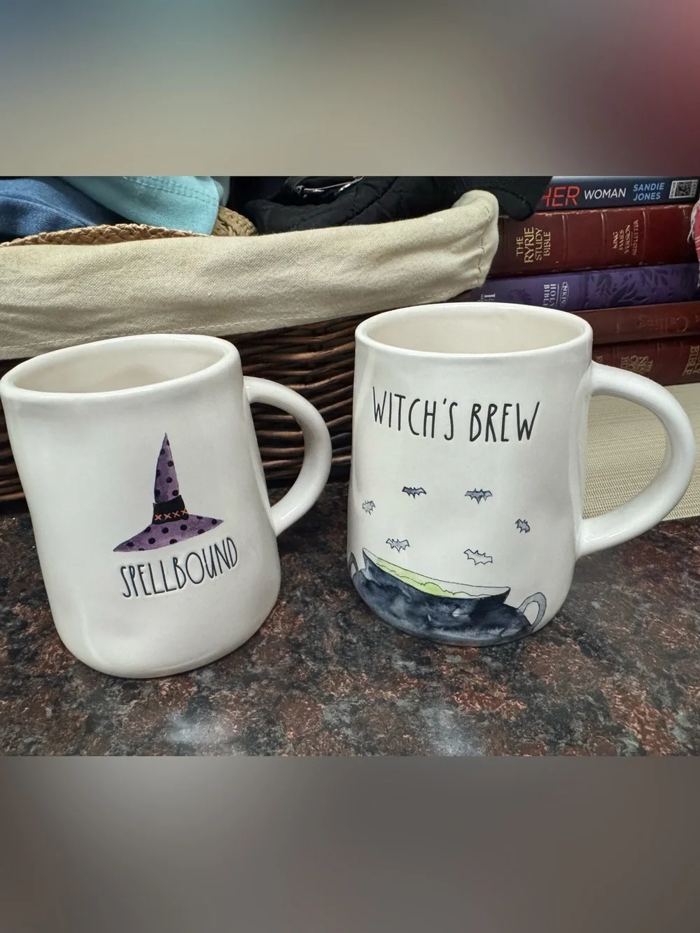 Rae Dunn spellbound & witch’s Brew Ceramic Halloween Coffee Mugs set of 2
